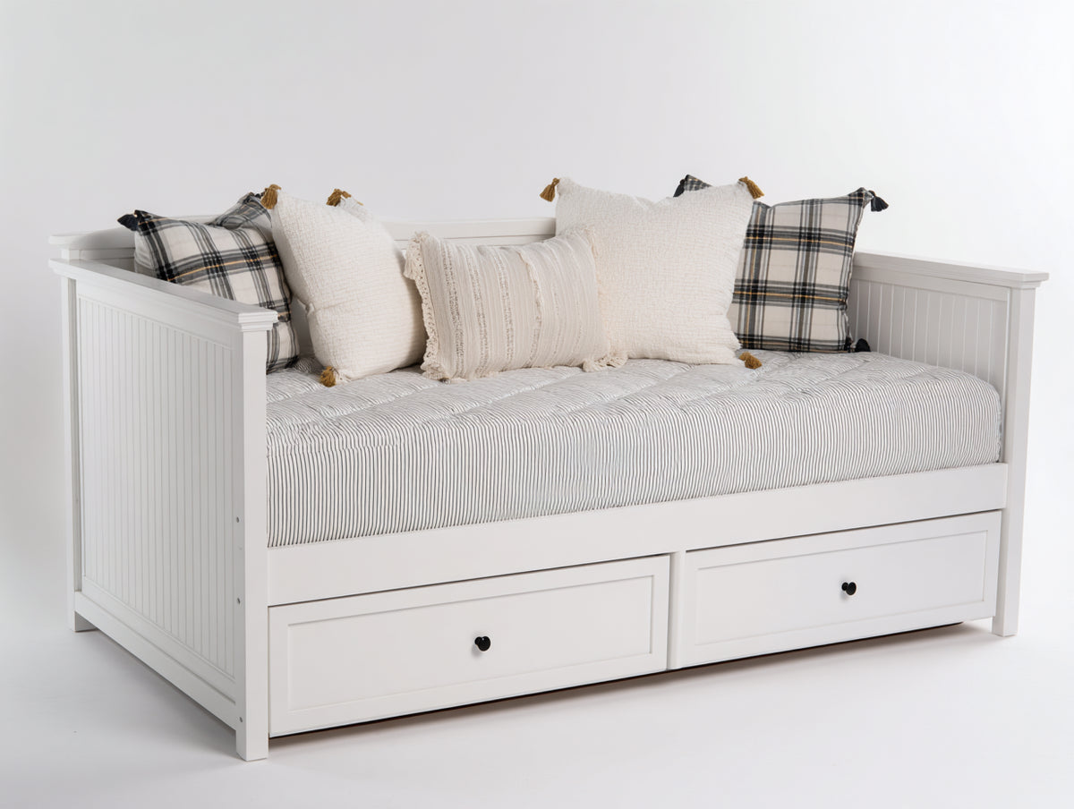 Canapé lit - Bois - 204x99x89 cm - Blanc - Style classique