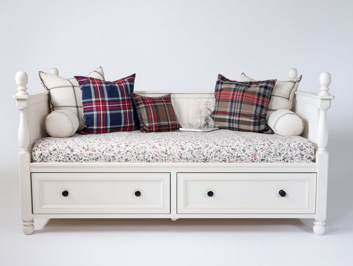 Canapé lit - Bois - 205x100x95 cm - Blanc - Style traditionnel