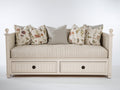 Canapé lit - Bois - 204x100x89 cm - Blanc cassé - Style campagne