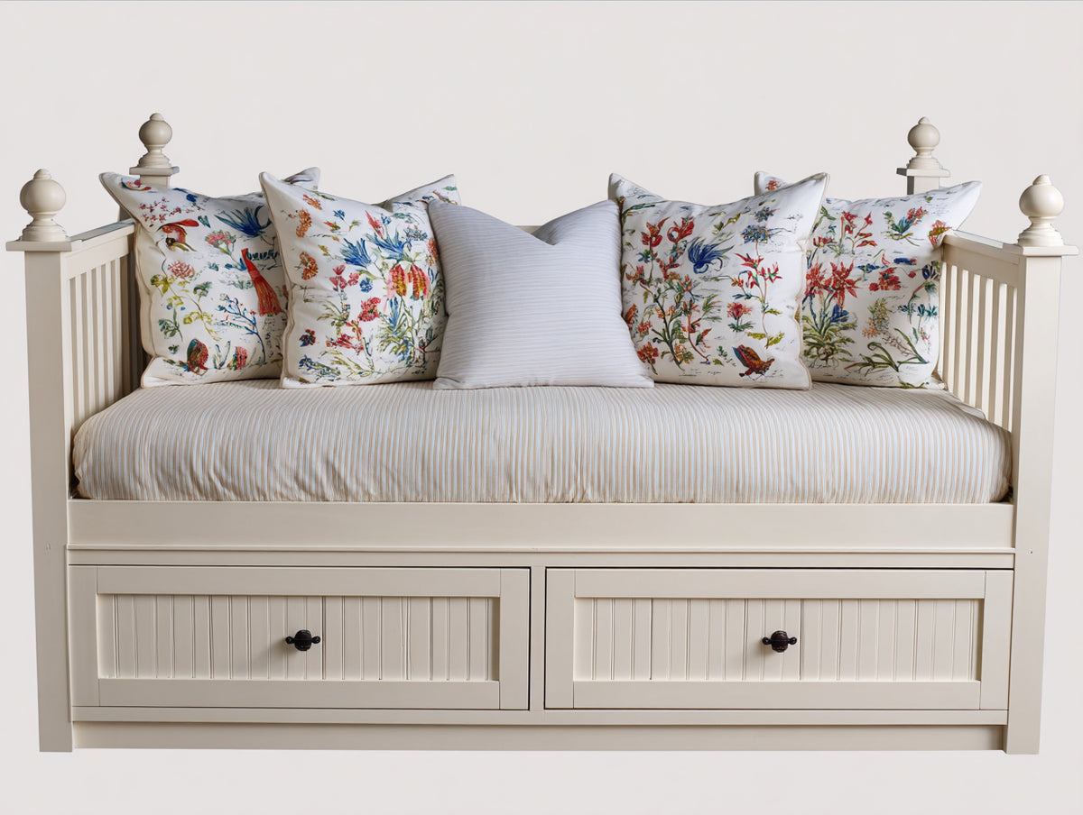 Canapé lit - Bois - 207x101x104 cm - Blanc cassé - Style traditionnel