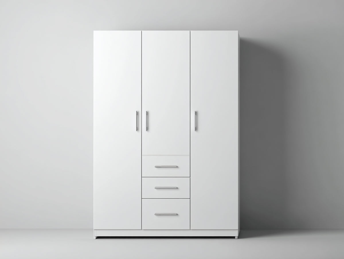 Armoire 3 portes-Panneau MDF-150x55x200 cm-Blanc-Style moderne