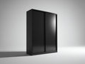 Armoire à portes coulissantes-Panneau de bois-175x61x208 cm-Noir-Style moderne