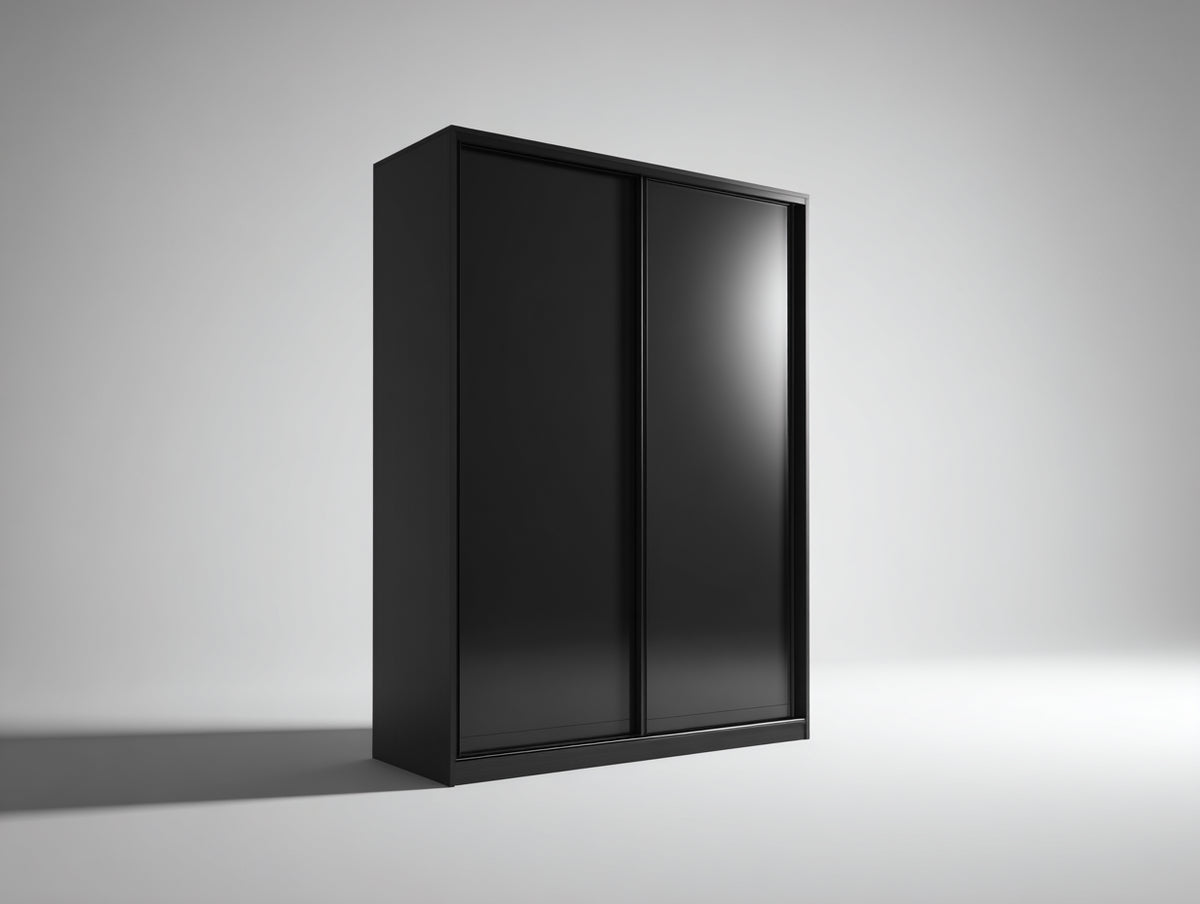 Armoire à portes coulissantes-Panneau de bois-175x61x208 cm-Noir-Style moderne