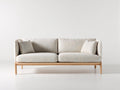 Canapé 2 places-Tissu-Bois-198x82x80 cm-Beige-Bois naturel-Style scandinave moderne