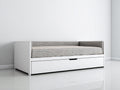 Canapé lit - Bois-Tissu - 203x96x78 cm - Blanc-Gris - Style moderne