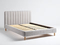 Lit double - Tissu-Bois - 215 x 172 x 112 cm - Gris clair - Design contemporain