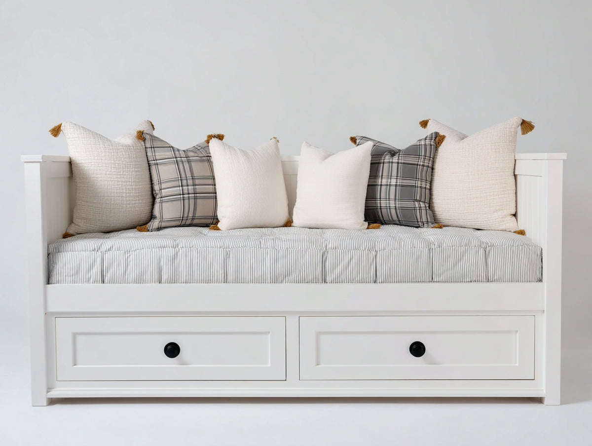 Canapé lit - Bois - 203x98x88 cm - Blanc - Style classique