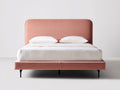 Lit double - Velours - 218x172x102 cm - Rose poudré - Style moderne