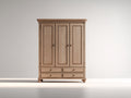 Armoire 3 portes-Bois-160x58x205 cm-Bois naturel-Style classique