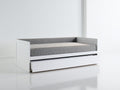 Canapé lit - Bois-Tissu - 205x98x81 cm - Blanc-Gris clair - Style minimaliste