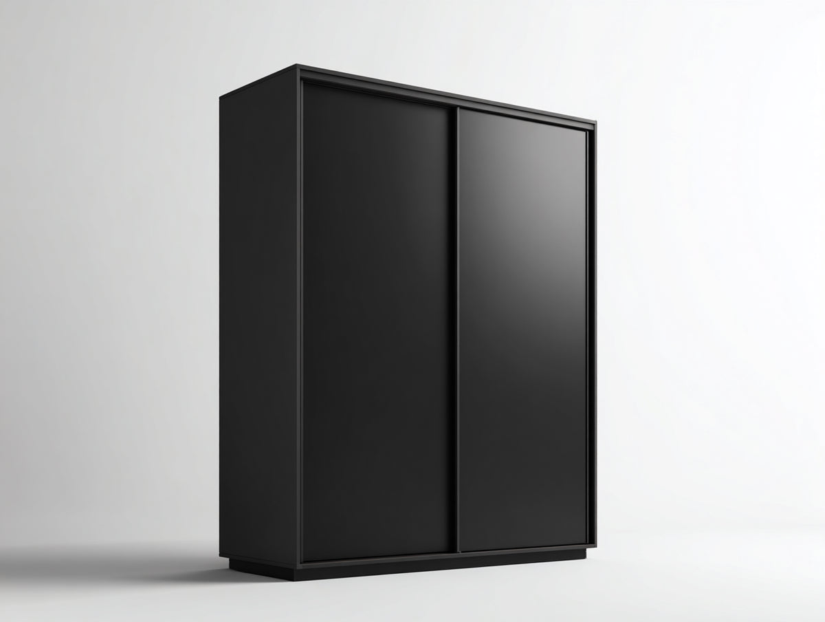 Armoire à portes coulissantes-Panneau de bois-170x60x205 cm-Noir-Style contemporain