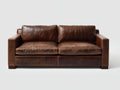 Canapé 2 places-Cuir synthétique-199x91x80 cm-Marron-Style industriel vintage