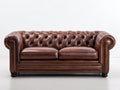 Canapé 2 places-Cuir synthétique-198x91x81 cm-Marron-Style Chesterfield classique