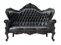 Canapé 2 places-Cuir synthétique-Bois-180x80x100 cm-Noir-Style baroque élégant