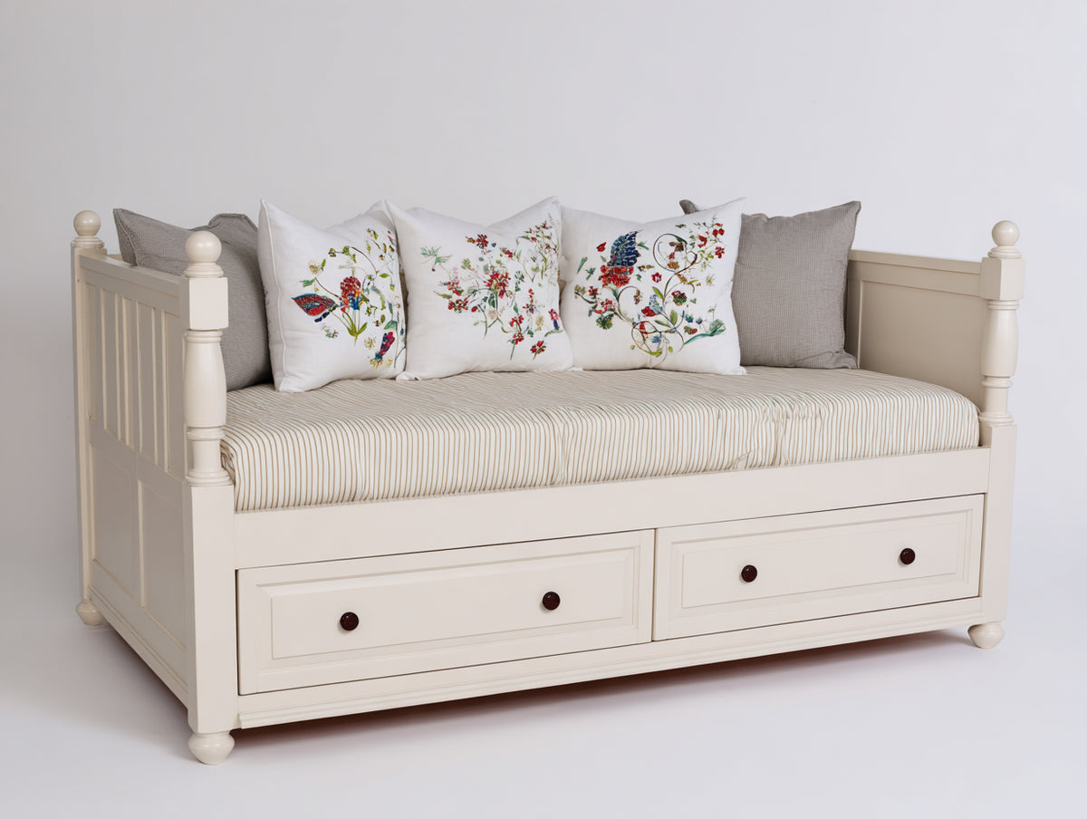 Canapé lit - Bois - 206x100x96 cm - Blanc cassé - Style classique