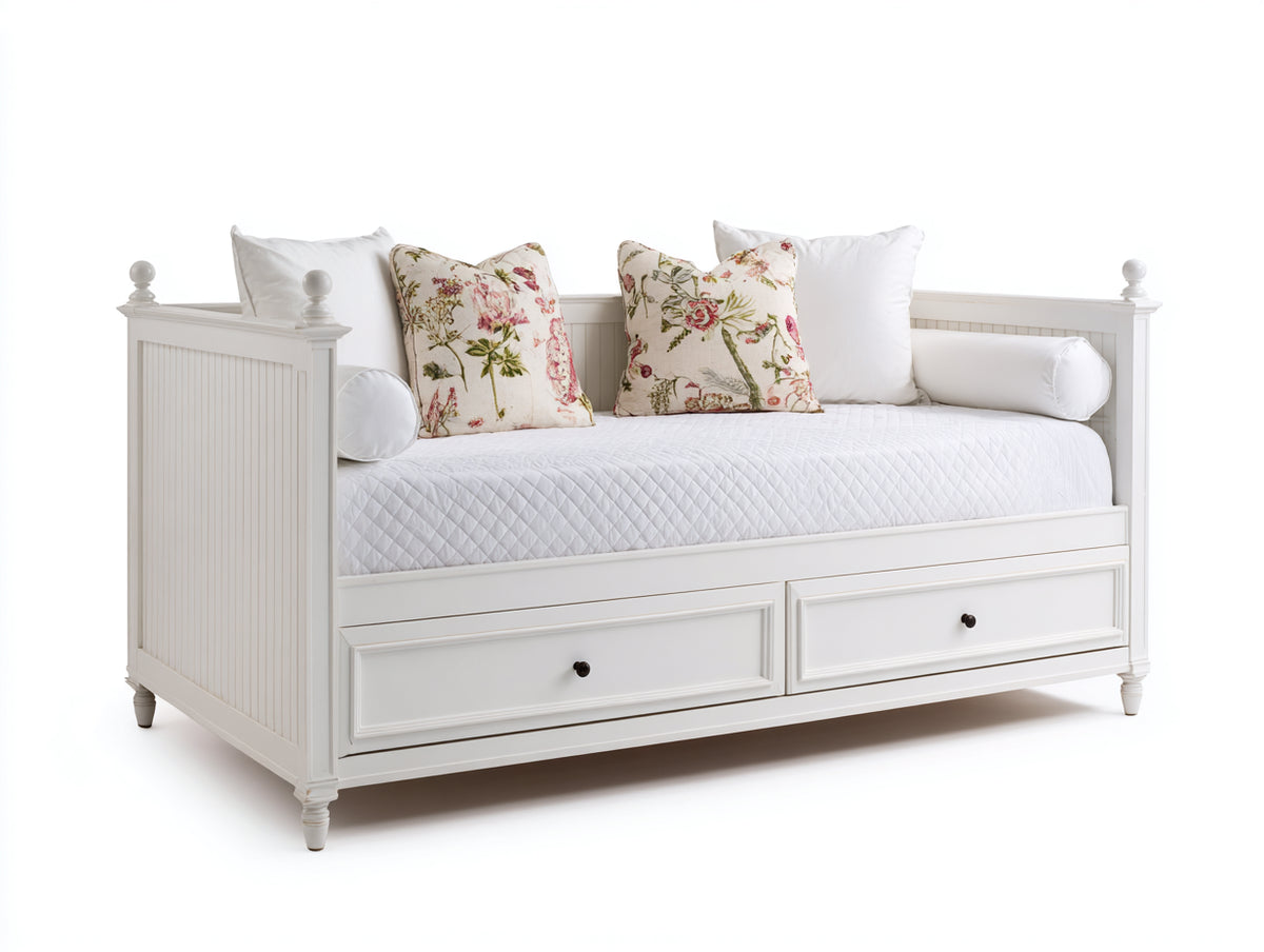 Canapé lit - Bois - 206x99x92 cm - Blanc - Style classique